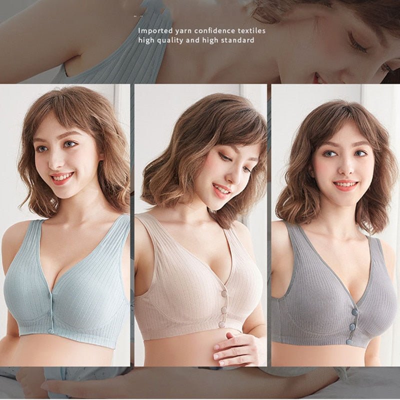 Cotton Wire Free Maternity Bra Tops Breastfeeding Bra Front 3 Buttons  Comfort Pregnant Feeding Nursing Bras Pregnancy Clothes